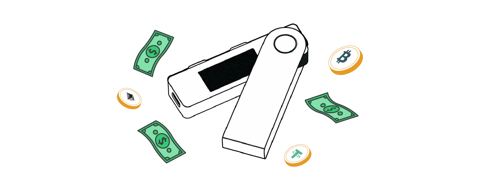 کیف پول سخت افزای و دلار کاغذی و بیت کوین