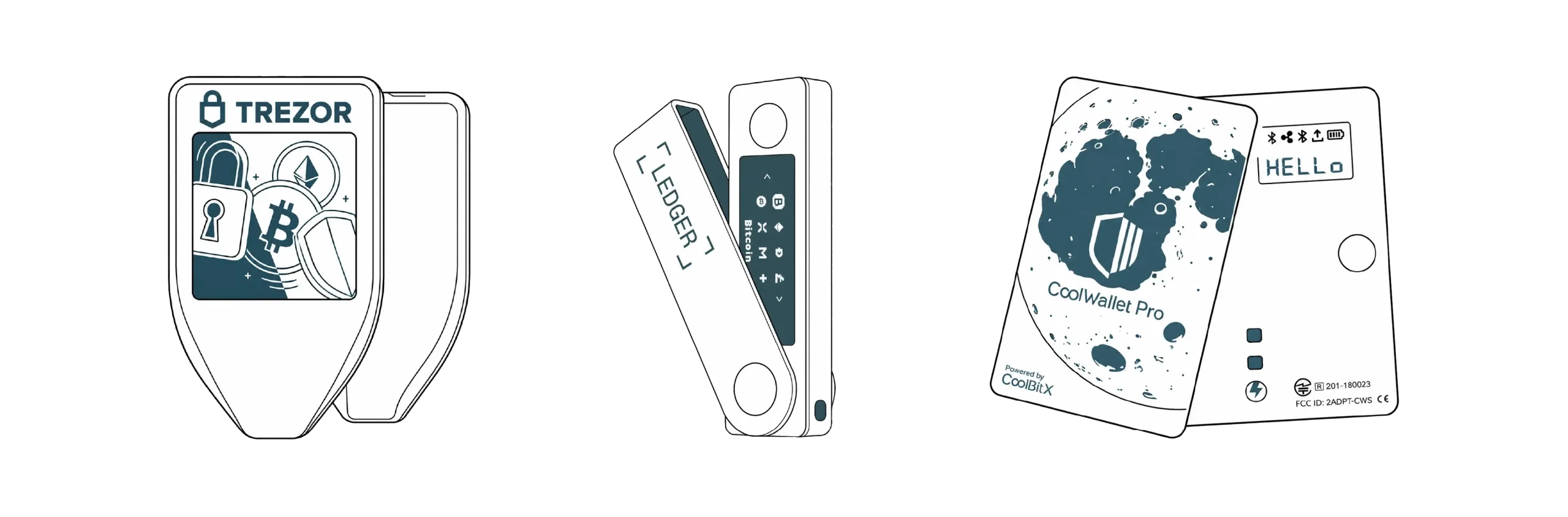 مقایسه کول ولت پرو (CoolWallet Pro) با لجر نانو ایکس (Ledger Nano X) و ترزور مدل تی (Trezor Model T)