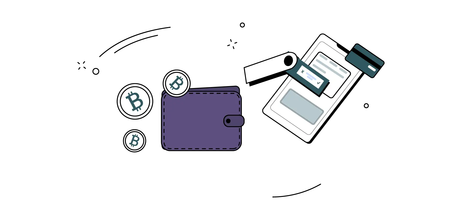 بیت کوین ها در کنار کیف پول نرم افزاری, کیف پول سخت افزاری و کیف پول