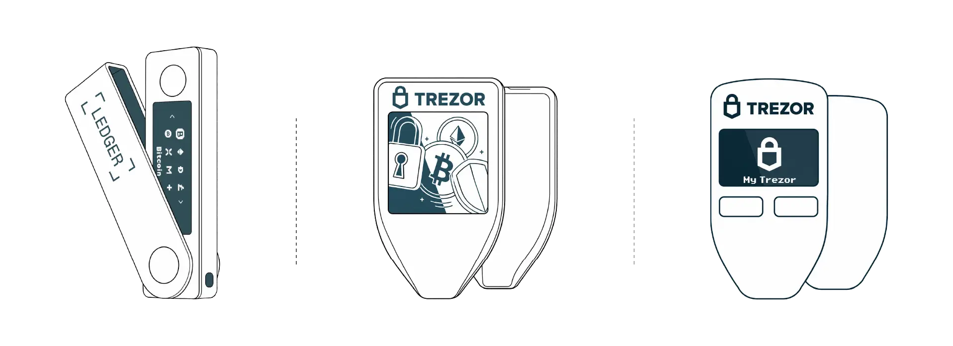 مقایسه کیف پول سخت افزاری Trezor T با ترزور وان و لجر نانو ایکس