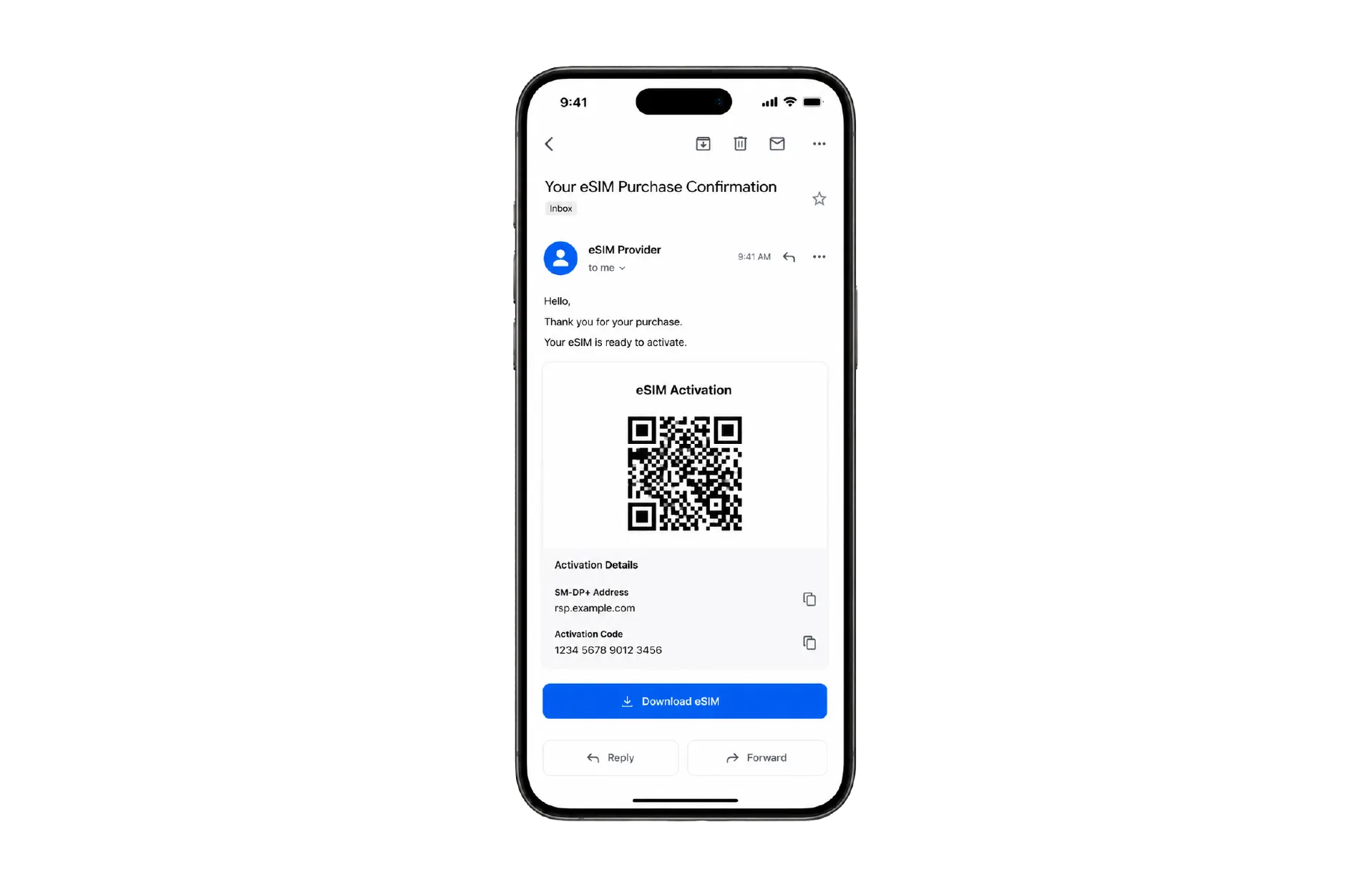 دریافت QR کد در ایمیل برای فعال سازی ای سیم