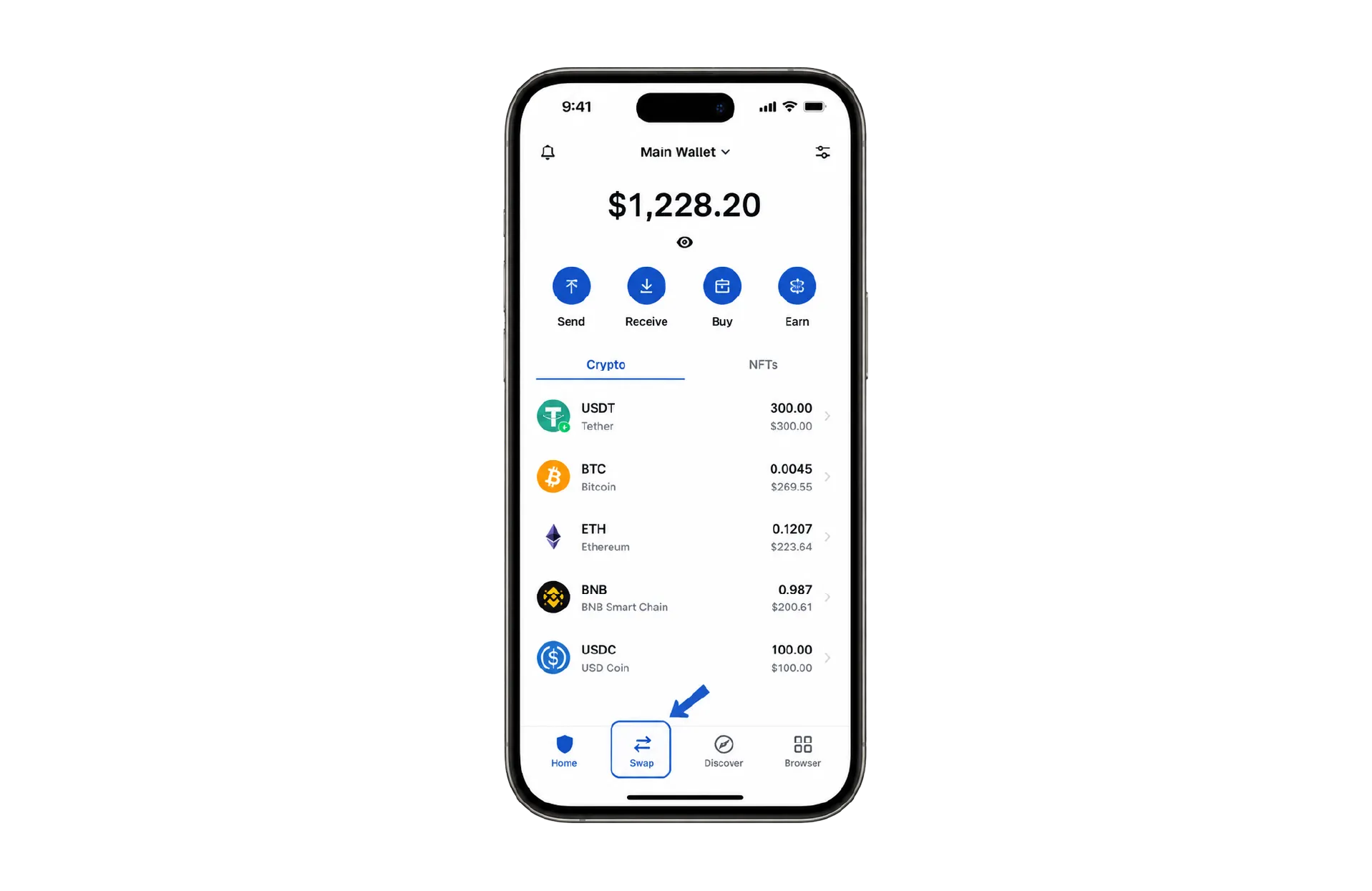 ورود به بخش Swap در تراست والت برای تبدیل ارز