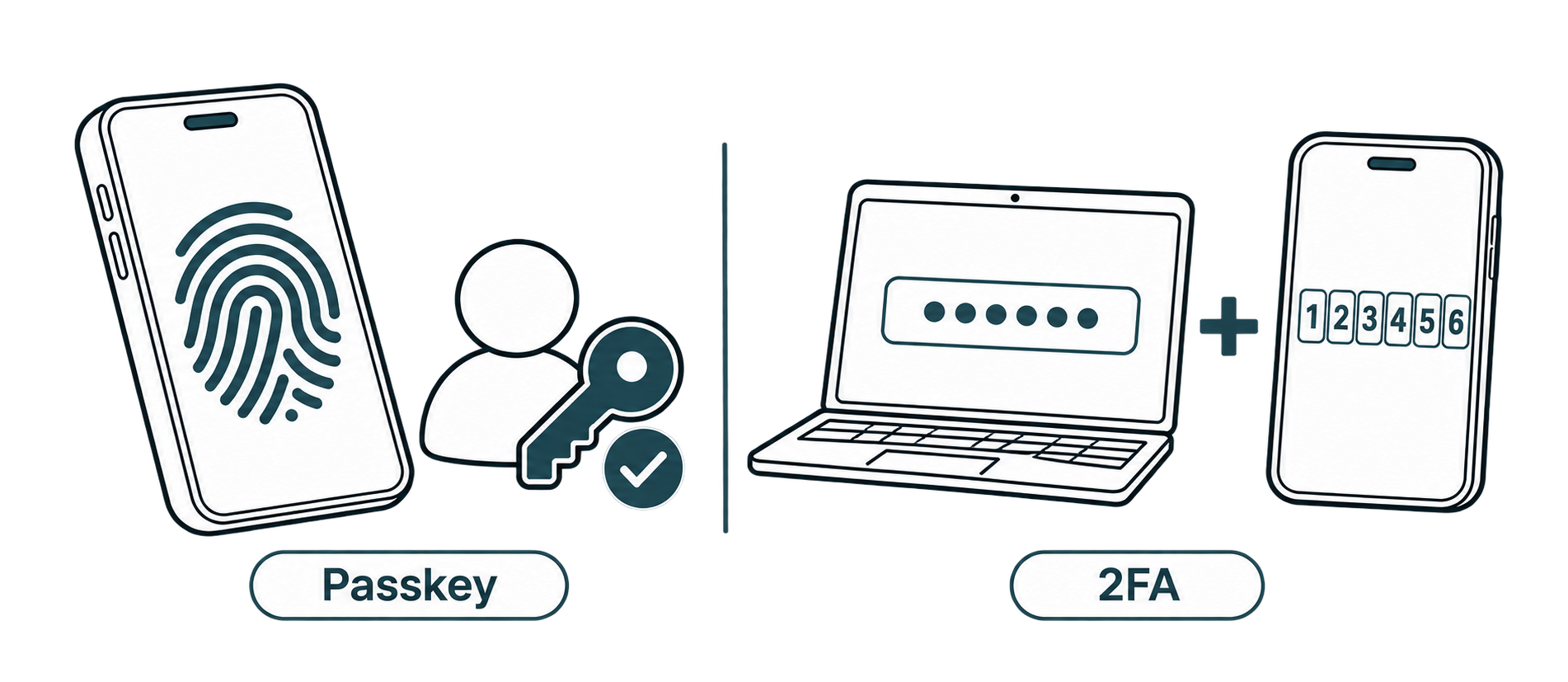 تفاوت Passkey با تایید دو مرحله‌ ای (2FA)